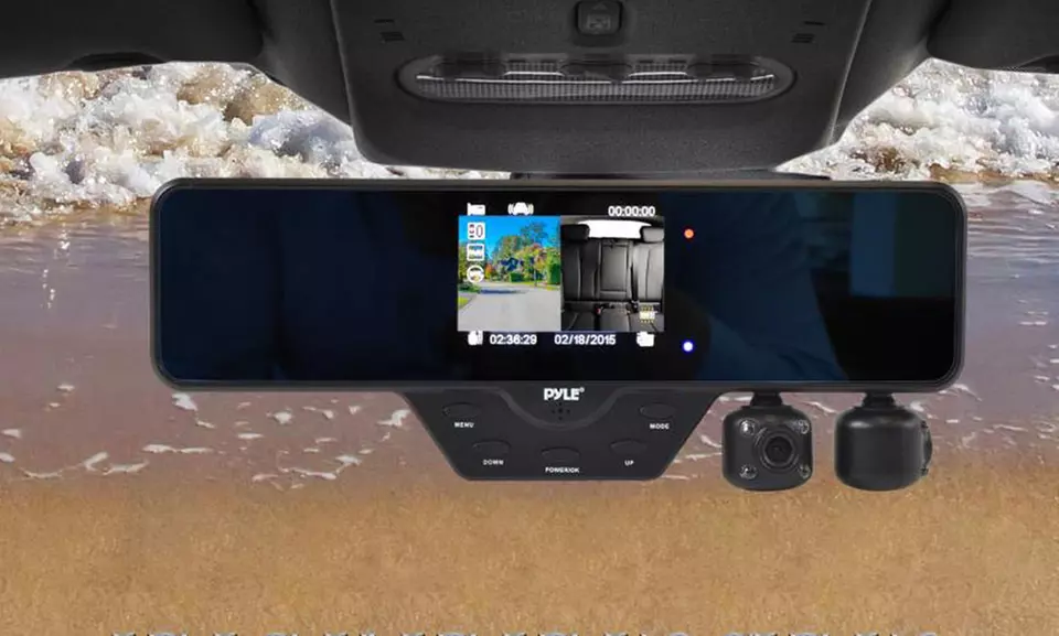 Rear View Mirror 2 Camera Dash Cam and DVR Video Recorder – Adjustable Angle 1080P - Primary Image