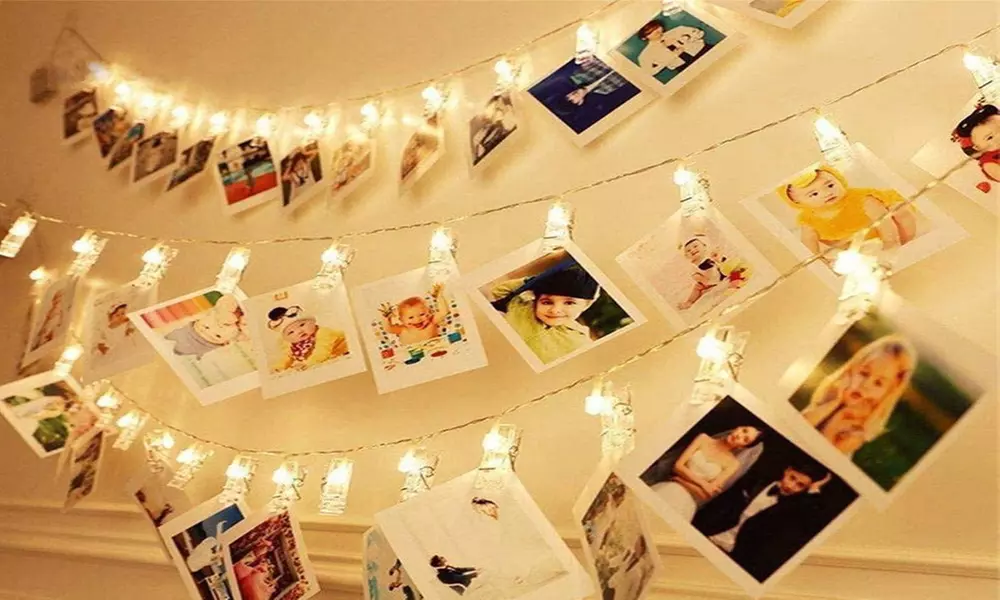 1 ou 2 guirlandes lumineuses avec 10 ou 20 clips photo LED