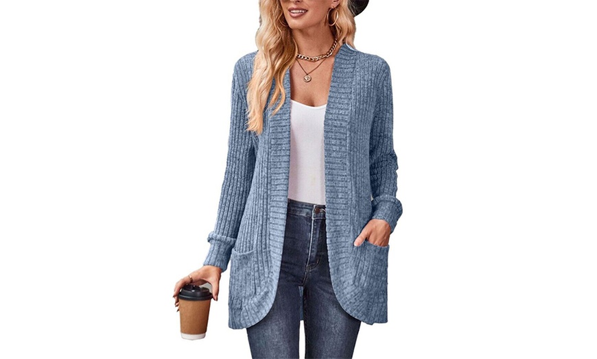 Image 6: Women's Ribbed Long Sleeve Cardigan