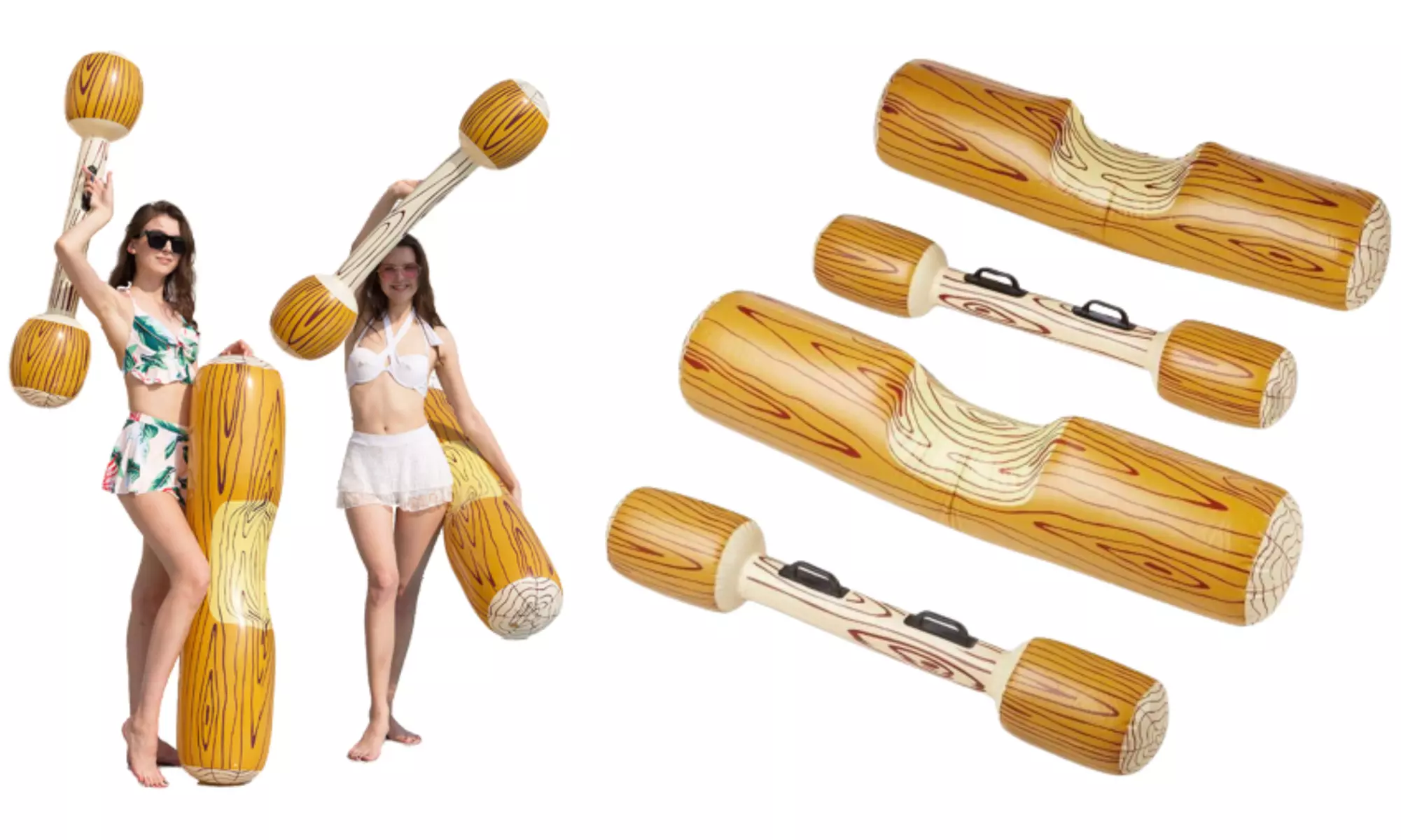 One or Two Inflatable Battle Log-Design Floats with Cane - Primary Image