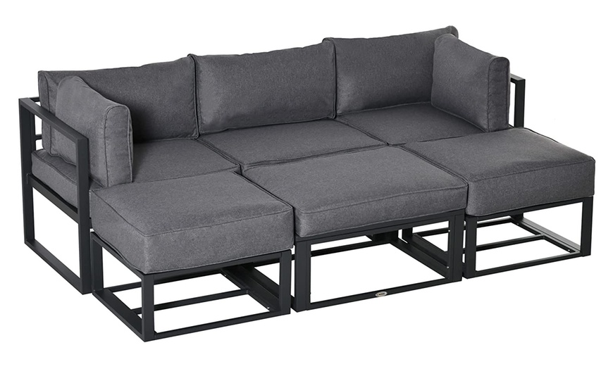 Image 3: Outsunny Outdoor Sectional Sofa Set