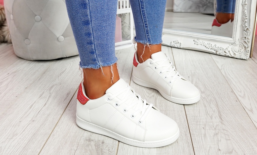 Image 12: Women's Lace-up Studded Trainers