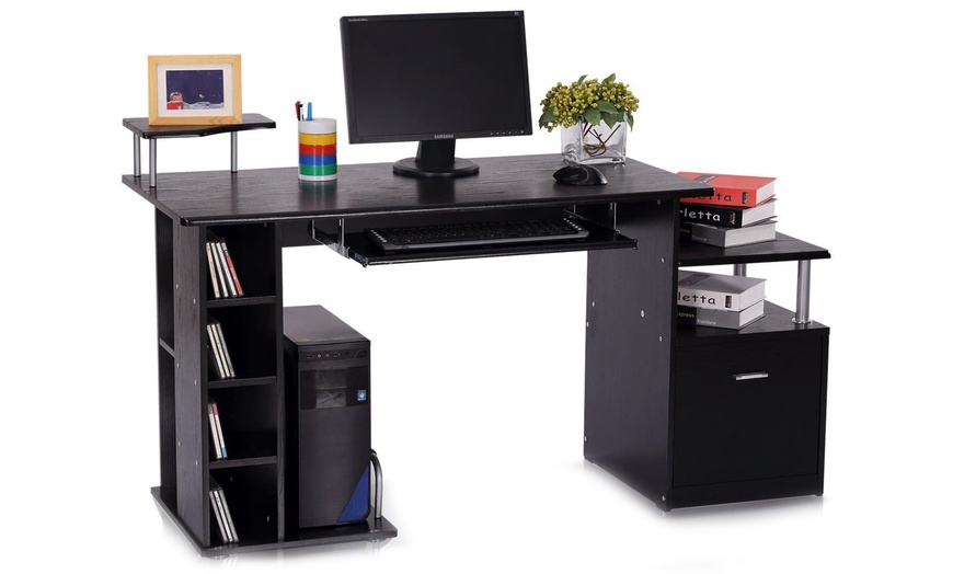 Image 3: HomCom Computer Storage Desk