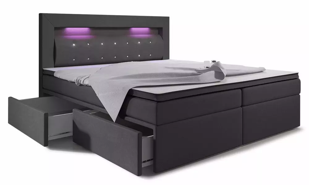 Boxspringbett Milos mit LEDs in der Größe und Ausführung nach Wahl (bis zu 61% sparen*) - Second Medium