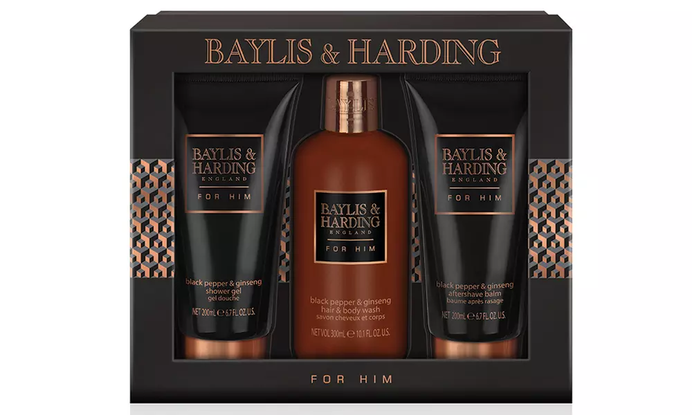 Coffret de bain à poivre noir et au ginseng pour hommes de la marque Bayliss & Harding avec ou sans trousse - Second Medium