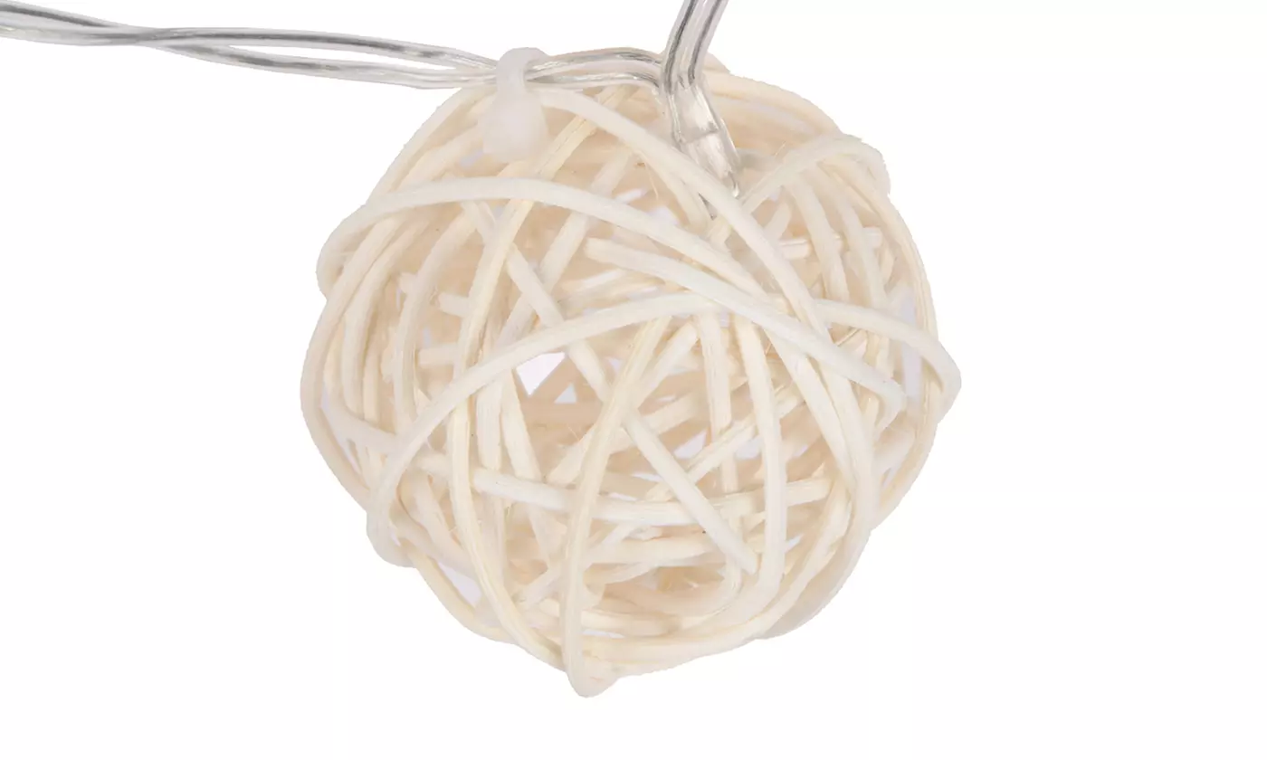 Battery-Operated White Rattan Globe Fairy String Lights (1- or 2-Pack) - Second Medium