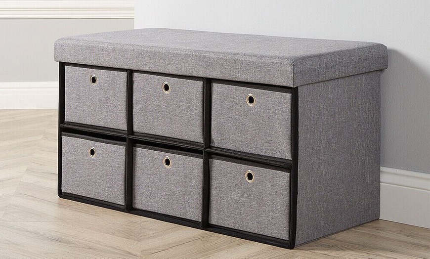 Image 11: Furniture Dealz Sofia Six Drawer Folding Storage Ottoman