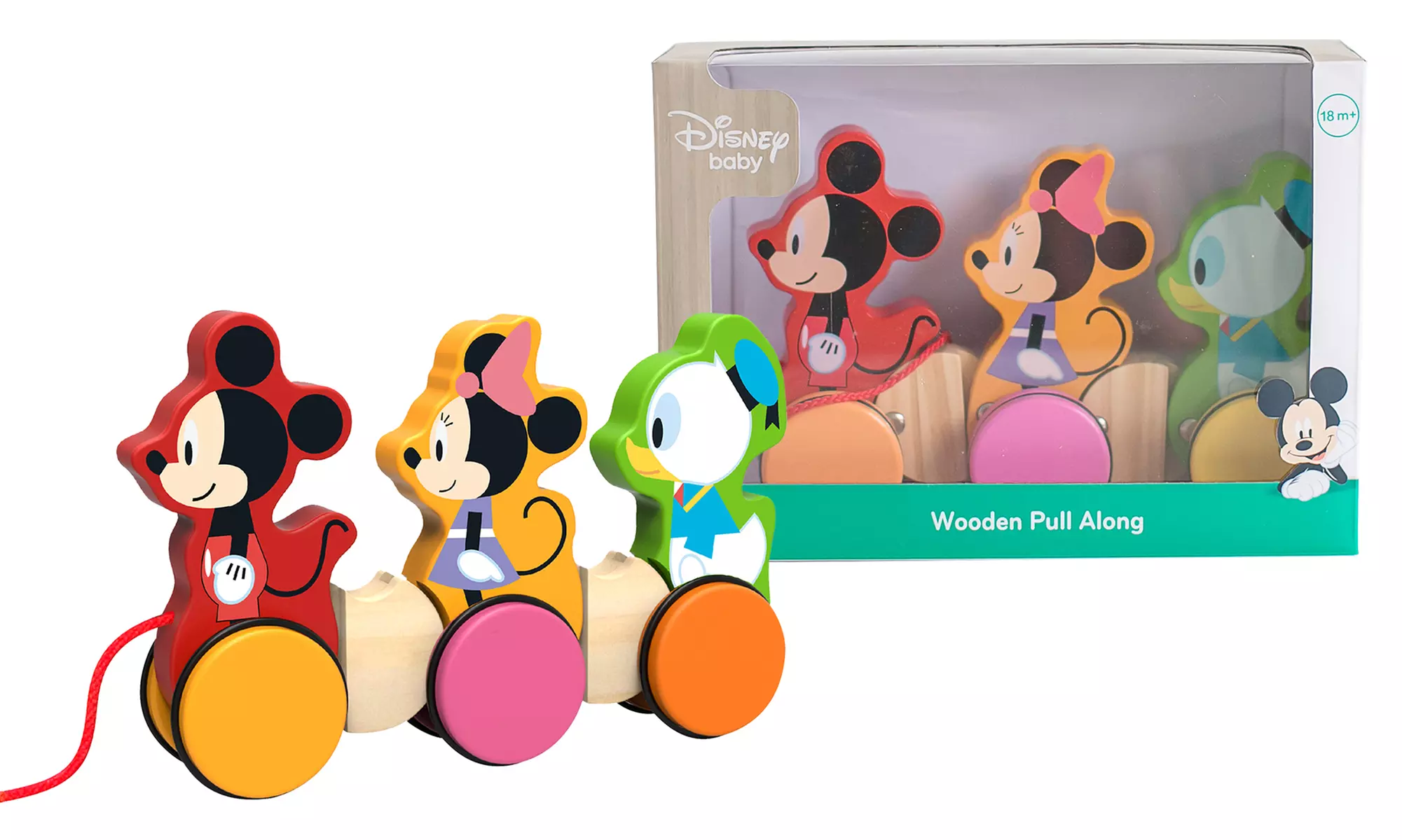 Jouet à tirer en bois Mickey, Minnie & Donald - Primary Image