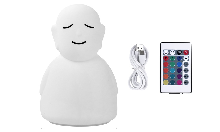 Image 1: Colour-changing Silicone 'Breathing' Buddha Night Light with 3 modes