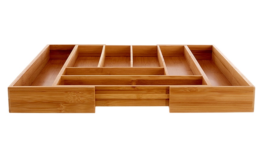 Image 4: Expandable Bamboo Cutlery Tray