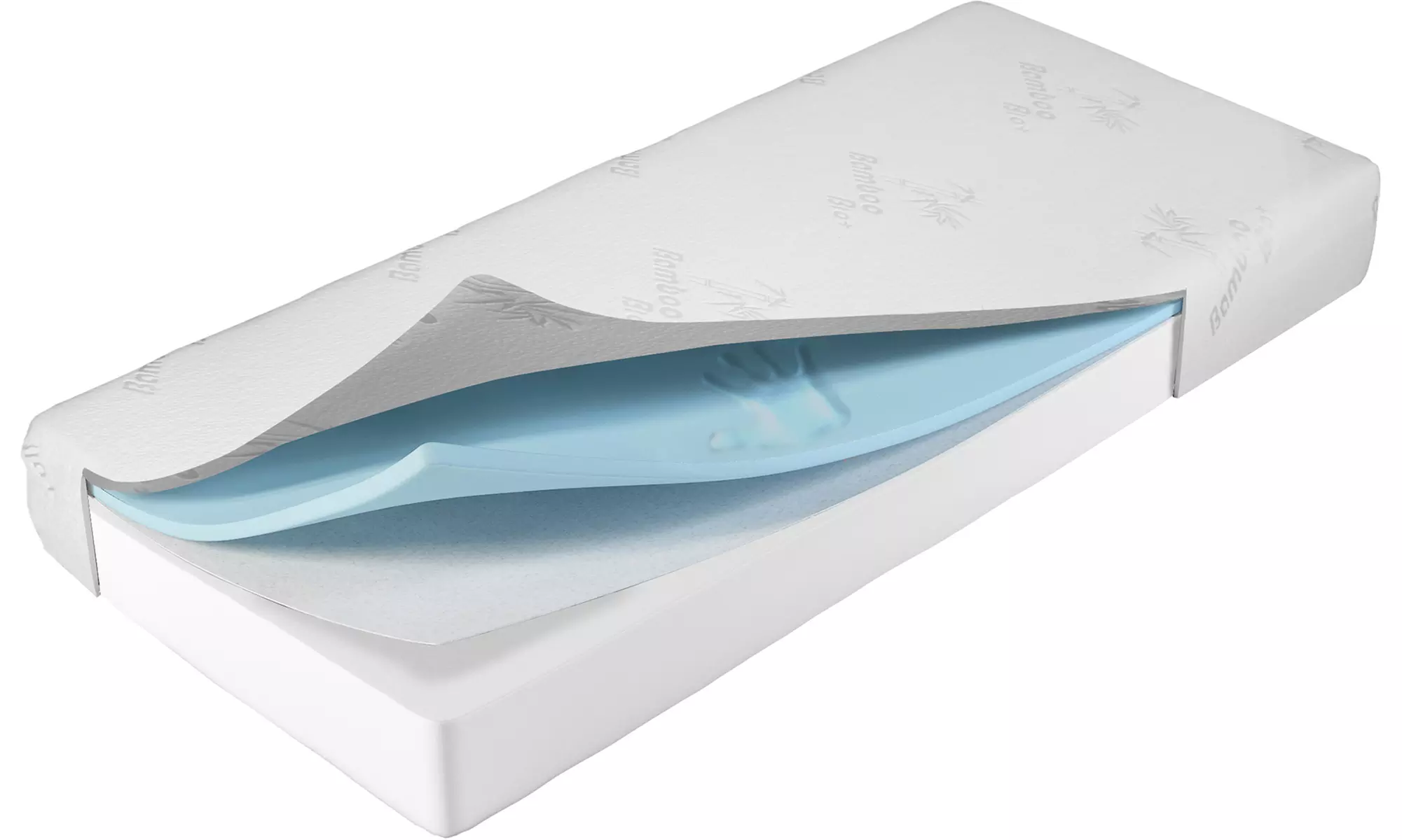 Matelas Ergotherapy Bambou 21cm mémoire de forme et particules de gel frais, déhoussable fibres de bambou, marque Sampur - Second Medium