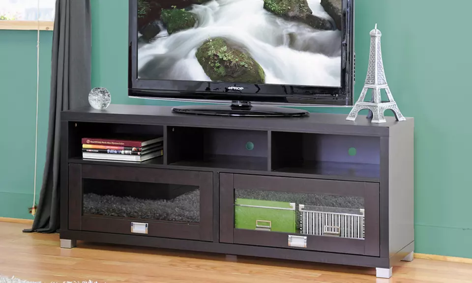 Swindon Modern TV Stand with Glass Doors - Primary Image