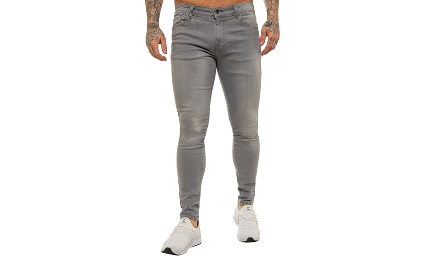 Image 5: Enzo Men's Super Stretch Skinny Denim Jeans