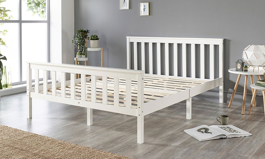 Image 8: Solid Wood Shaker Bed Frame with Optional Mattress