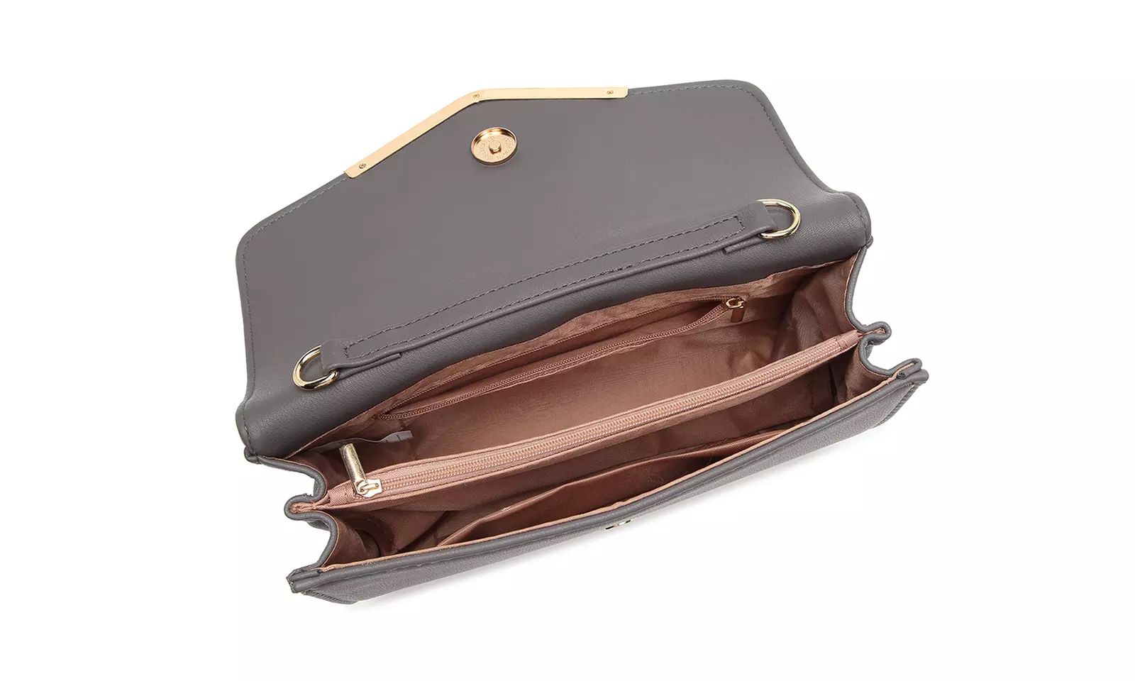 Miss Lulu Vegan Envelope Clutch Bag With Long Gold Chain Strap