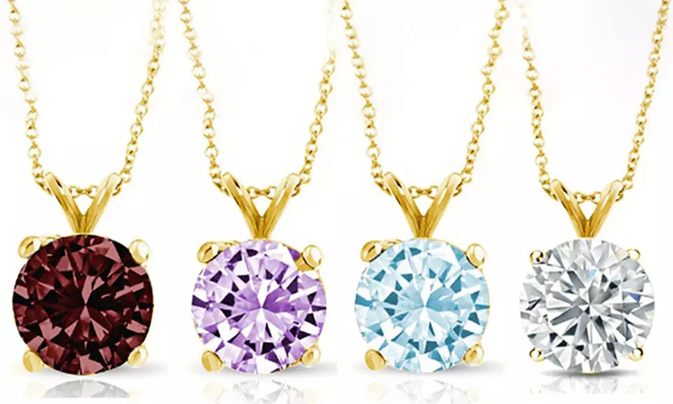 14K Gold Round-Cut 1.00 CTW Gemstone Pendant Necklaces by Pori - Primary Image