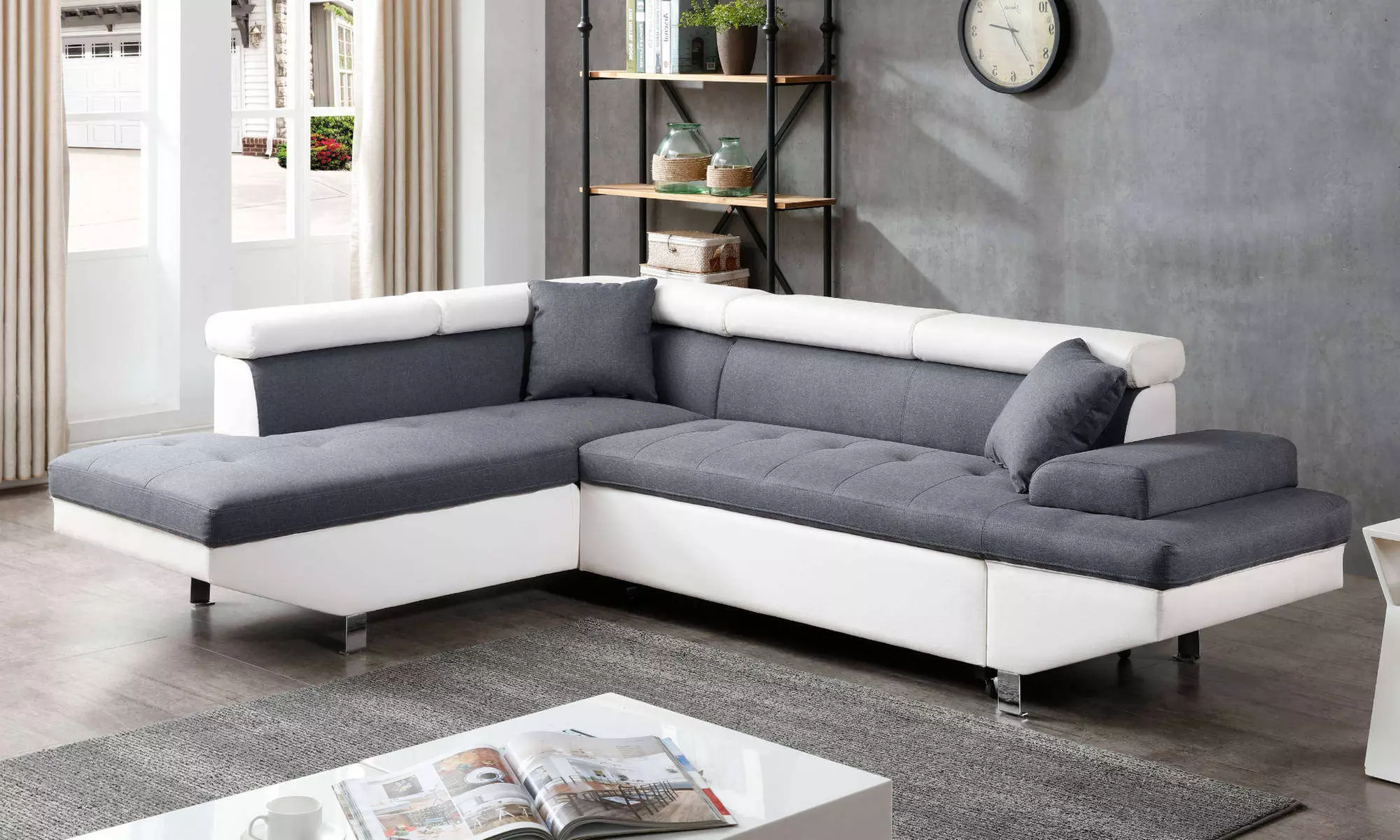 Canapé d'angle convertible Sydney avec têtière amovible, livraison offerte - Primary Image