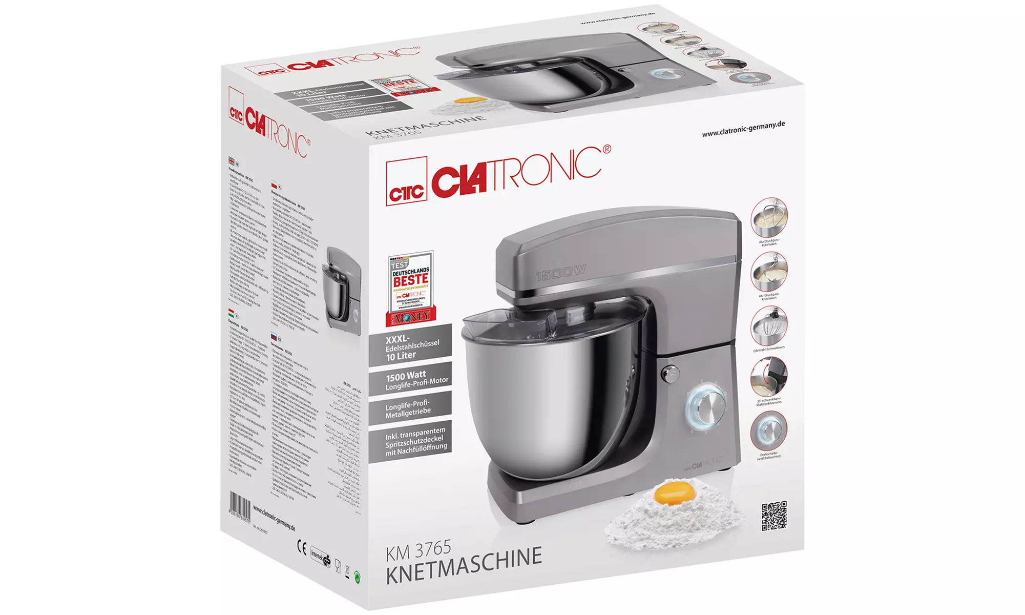 Robot pétrin multifonction 10 L 1500W de Clatronic