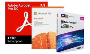 Acrobat Pro DC, Microsoft 365 Personal and Bitdefender for One Year