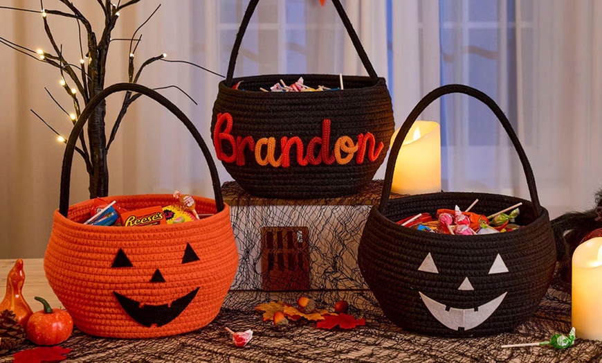 Image 2: Personalisierbarer Sammel-Korb oder Tasche im Halloween-Design