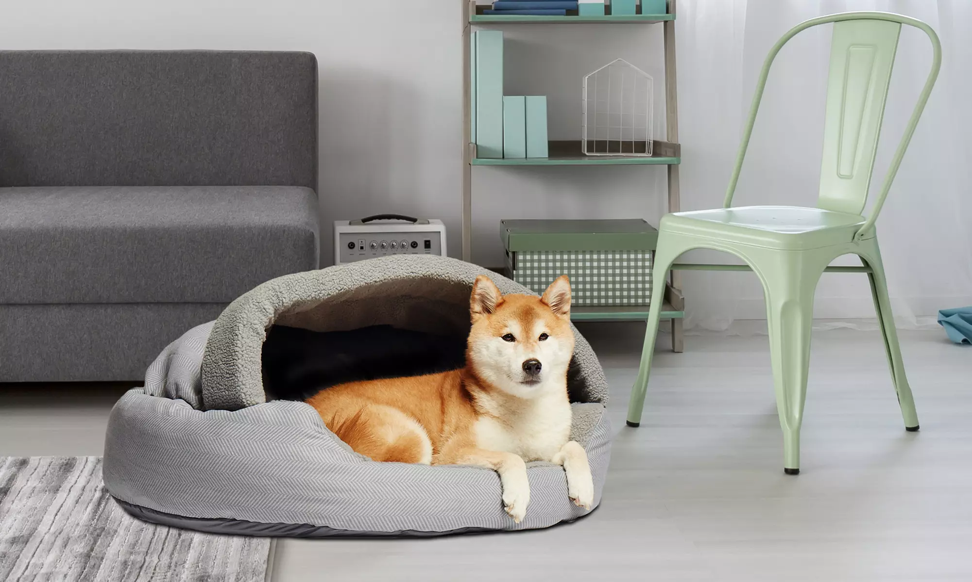 Canvas Fleece Deep Dish Cave Pet Bed - Primary Image