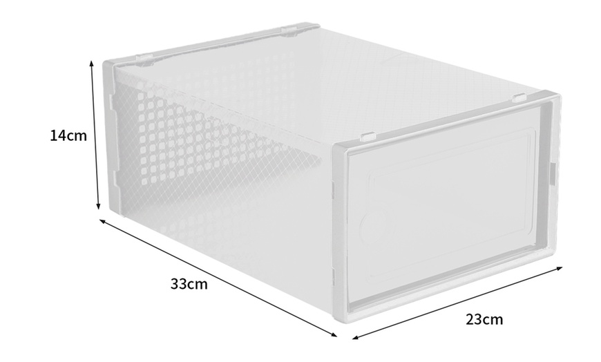 Image 8: 12-Compartment Stackable Shoe Storage Box Organisers