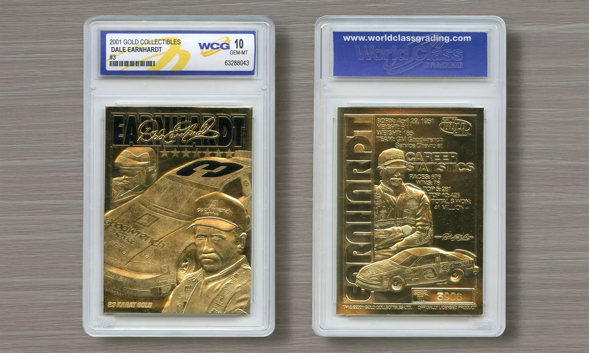 23KT Gold Collectibles Dale Earnhardt 2001 Sculptured Racing Card GM GOODWRENCH - Primary Image