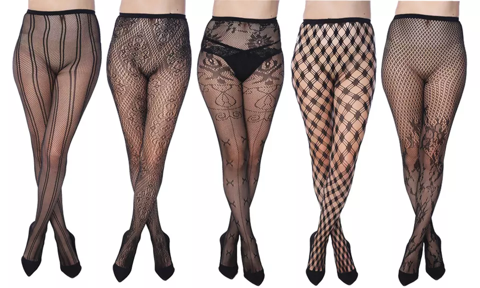 Patterned Fishnet Tights. Plus Sizes Available (5-Pack) - Primary Image