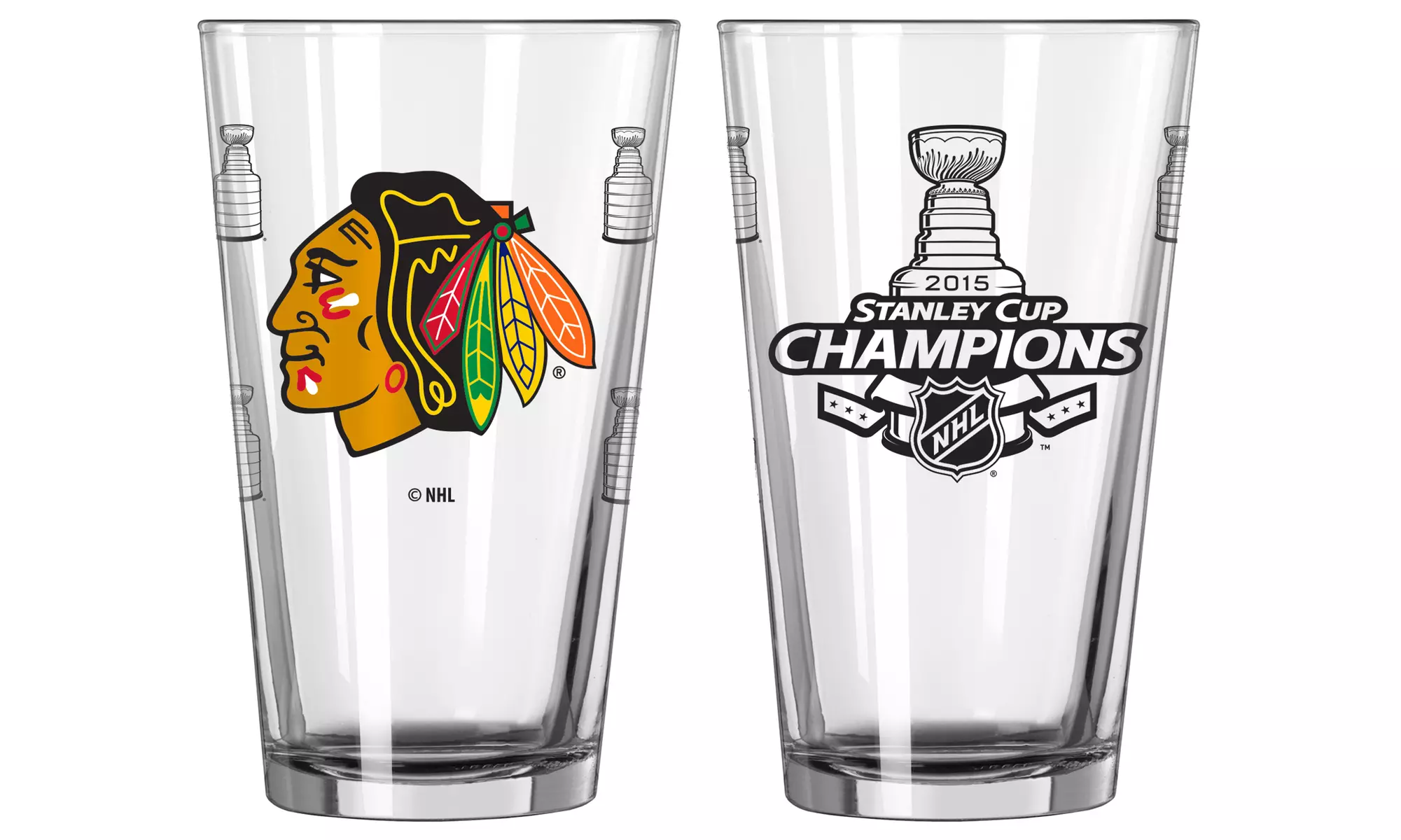 2-Pack of Chicago Blackhawks 2015 NHL Stanley Cup Champions Pint Glasses - Primary Image