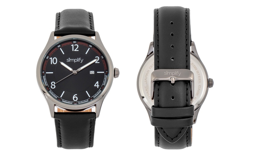 Image 8: Simplify Genuine Leather Watch with Date