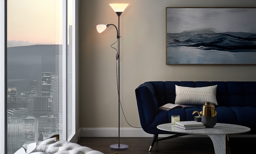 Image 3: Modern Two Head Standing Floor Lamp for Living Room