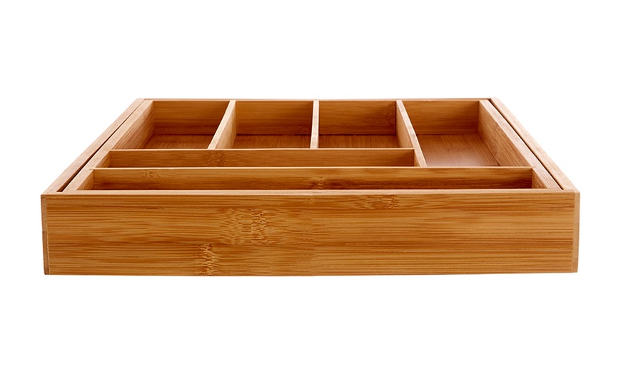 Image 3: Expandable Bamboo Cutlery Tray