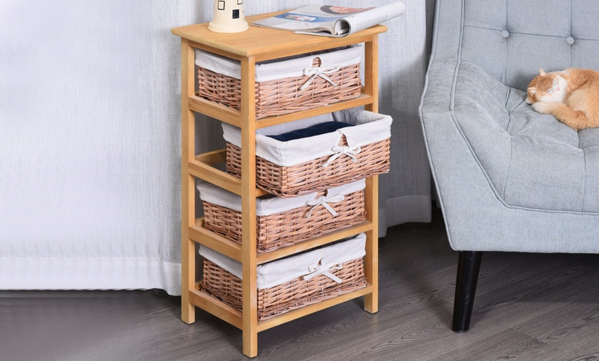 Image 8: HomCom Wicker Basket Drawers
