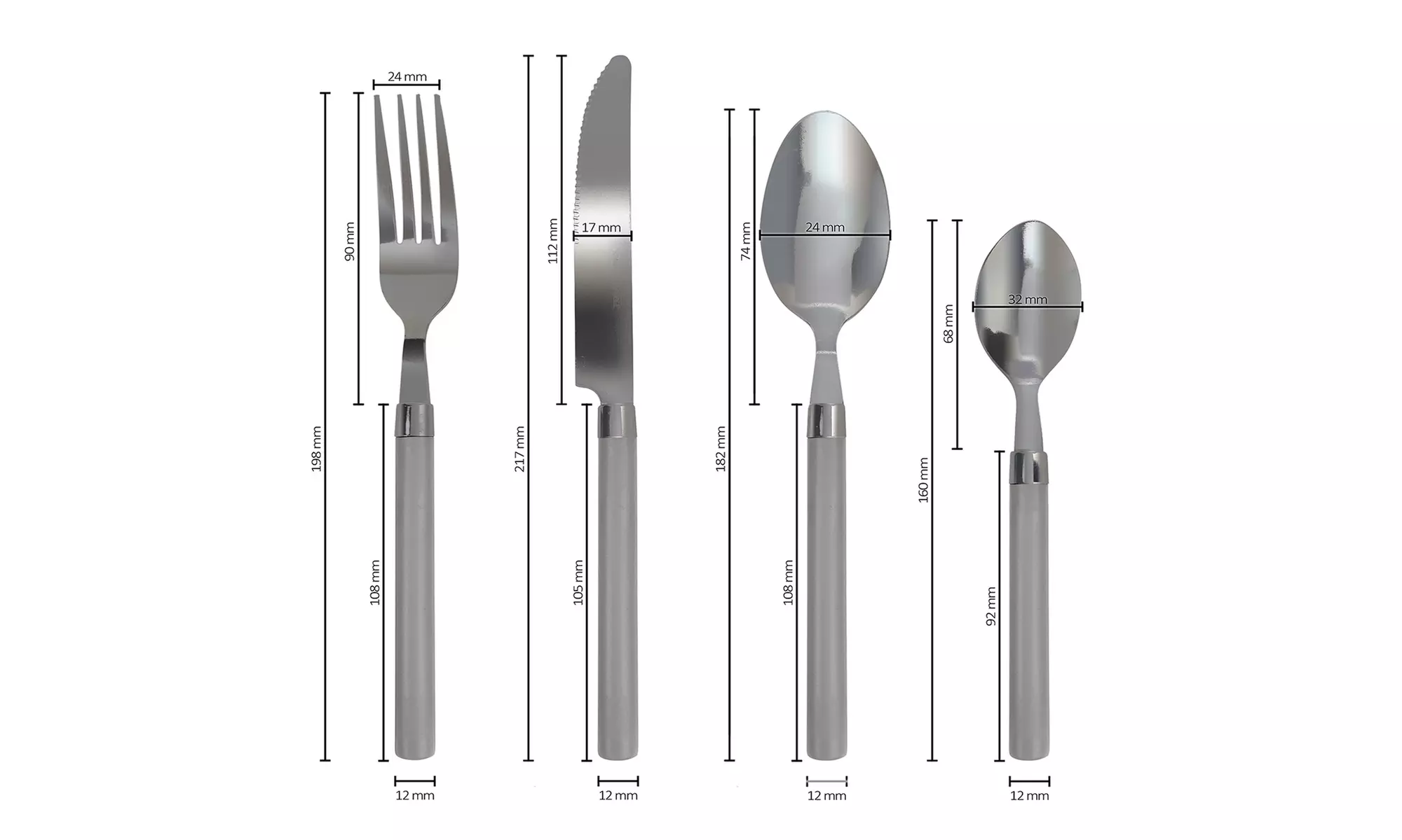 Set de 24 cubiertos de acero inoxidable con mango de colores