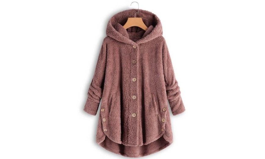 Image 14: Oversized Fluffy Hooded Coat