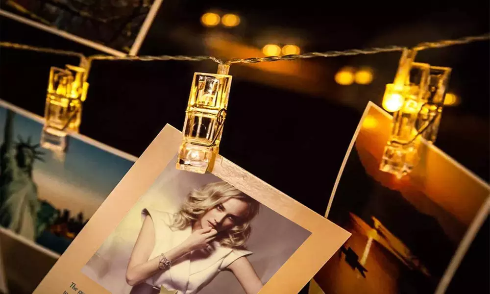 1 ou 2 guirlandes lumineuses avec 10 ou 20 clips photo LED