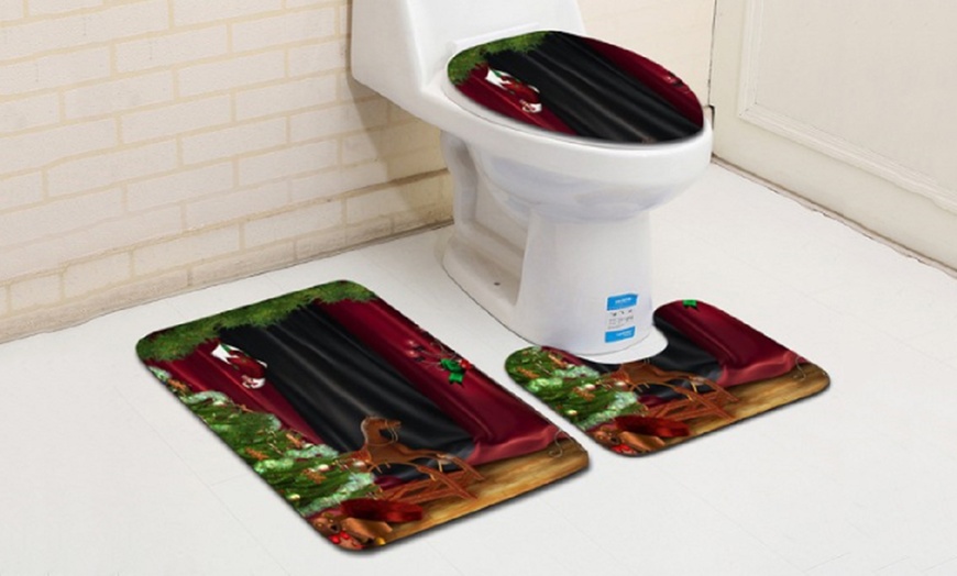 Image 9: 3-Piece Bathroom Toilet Cover Set