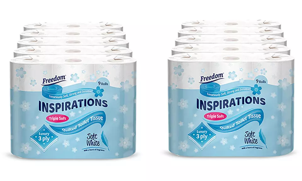 45, 90 or 135 Rolls of Freedom Three-Ply Toilet Paper