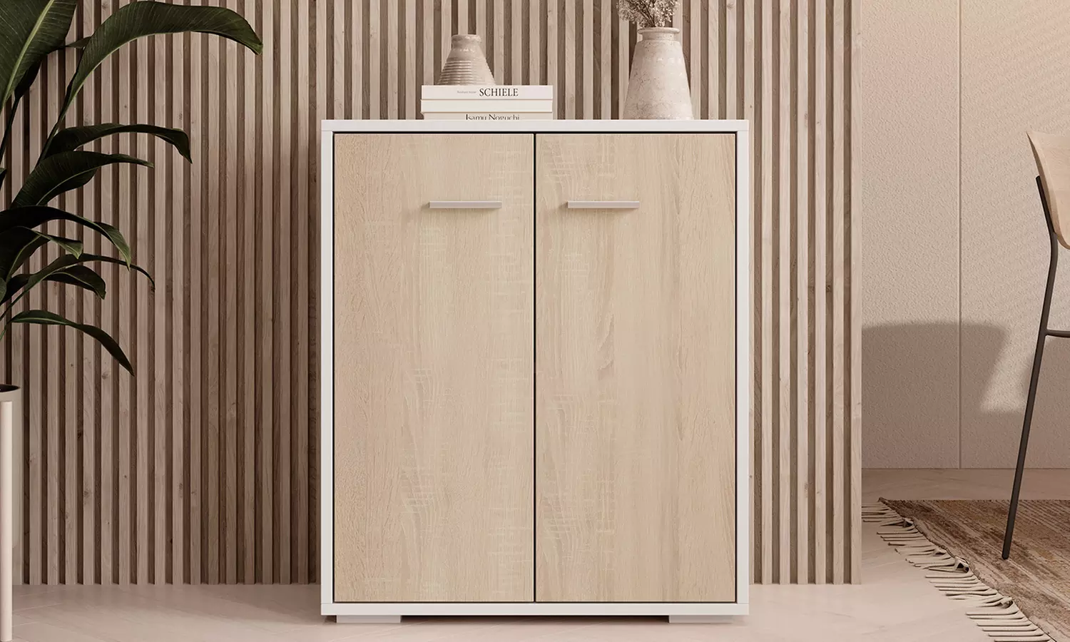 Aparador modelo Lander en color blanco o blanco y sonoma