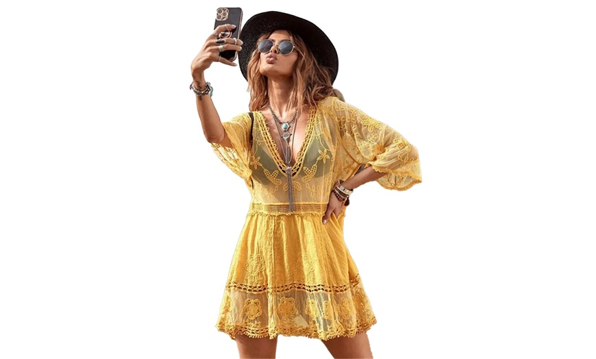 Image 6: Boho Lace Beach Cover-Up Dress