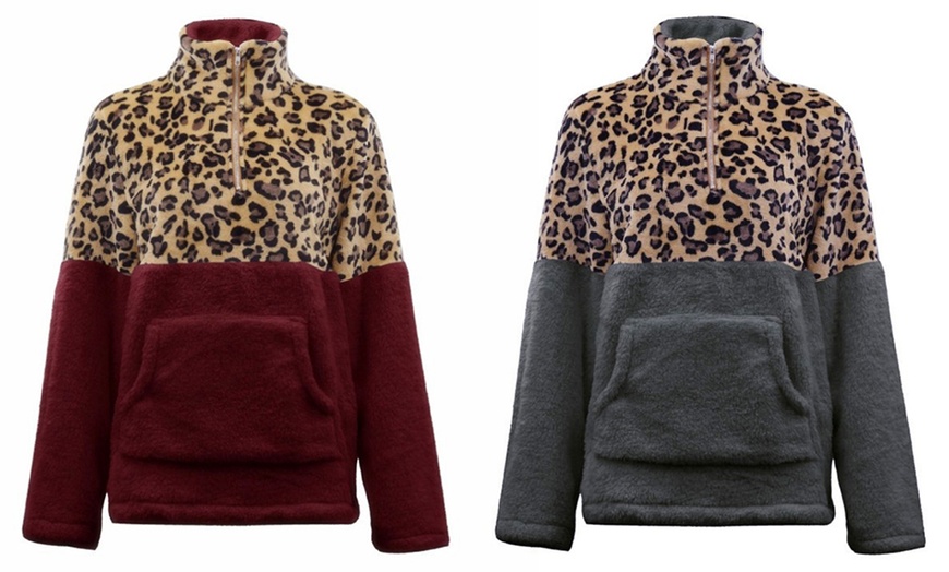 Image 12: Animal Print Plush Sweater