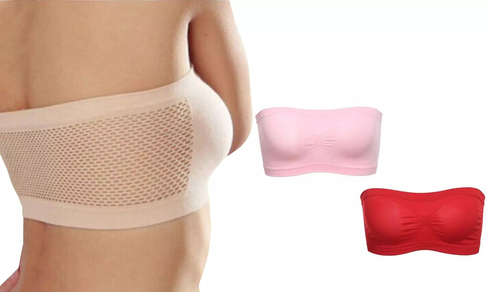 Lot de 3 ou 6 brassières sans couture avec tissu respirant et sans bretelles - Second Medium