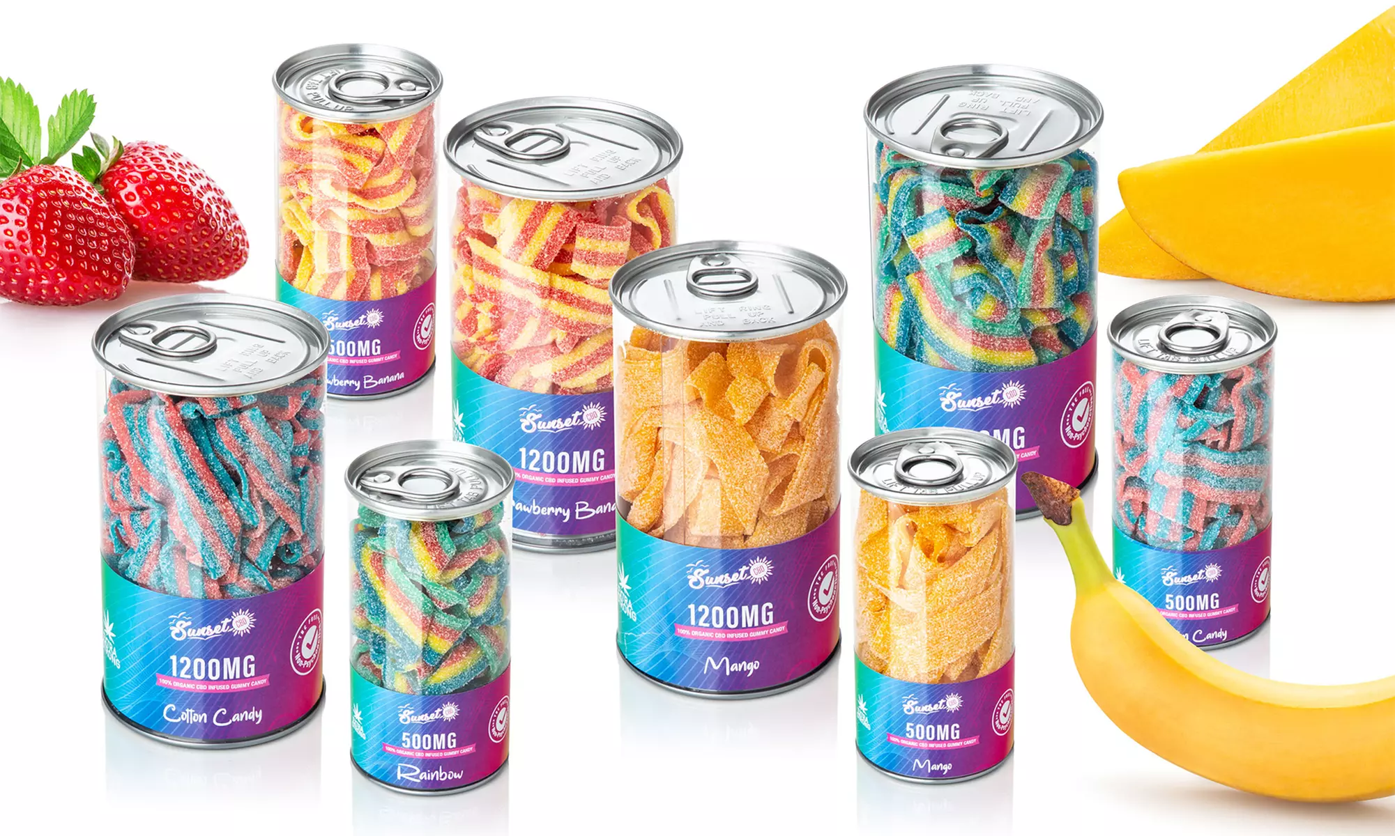 High-Potency Organic 500 or 1200mg CBD-Infused Gummy Belts from Sunset CBD - Primary Image