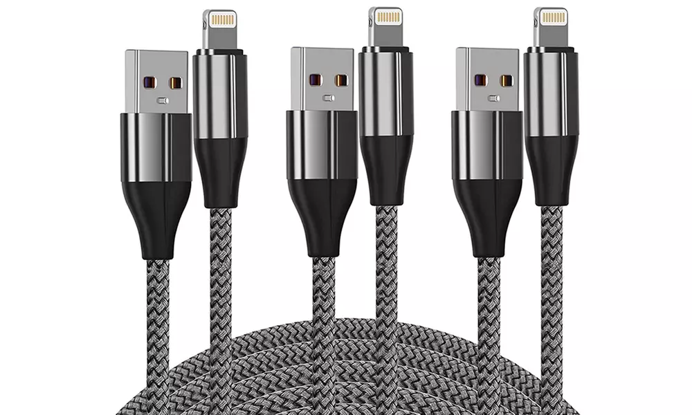 3 Pk Fast Charging 10FT Braided Cable USB-A -Lightning Cable iPhone 14/13/12/11
