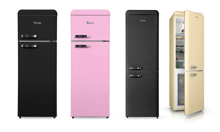 Swan pink on sale fridge freezer