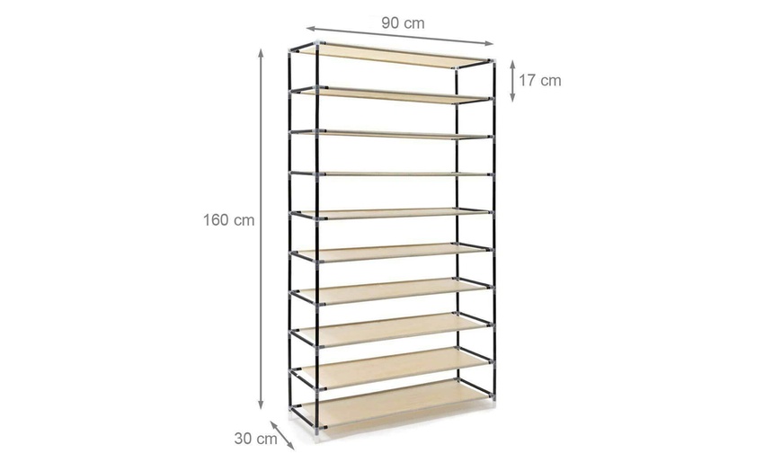 Image 3: Scarpiera in tessuto da 10 ripiani Bakaji