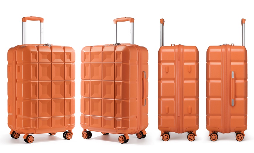 Image 15: Orange ABS Waffle Textured Suitcases and Hard Shell Vanity Case