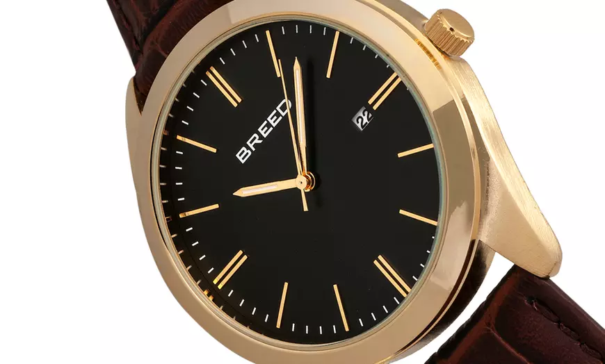 Image 12: Horloges met datum en leren band