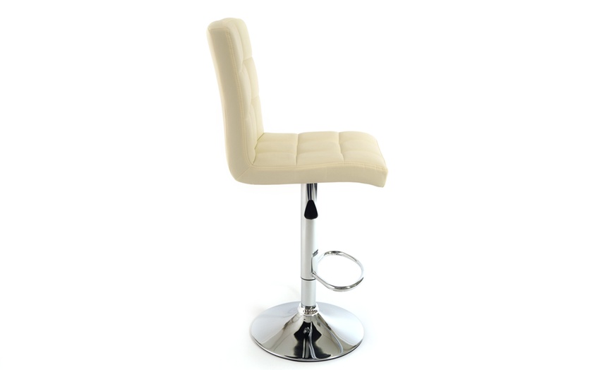 Image 9: Set of Two Juno Adjustable Faux Leather Bar Stools