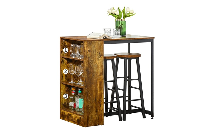 Image 5: HomCom Three-Piece Bar-Stool Table Set